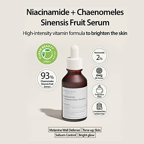 Mary&May Niacinamide + Chaenomeles Sinensis Face Serum + Premium Idebenone Blackberry Complex Essence Mask Bundle