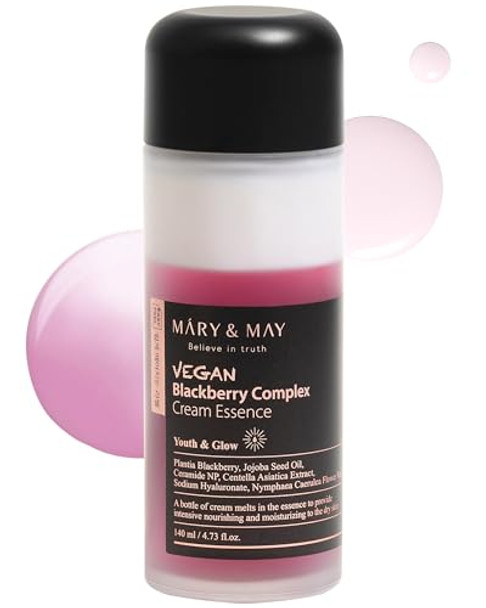 Mary&May Vegan Blackberry Complex Cream Essence Intense Hydrating & Soothing Face Essence Fragrance Hypoallergenic Deep Moisture Antiaging Boost Elasticity Korean Skincare 4.73 Fl.Oz.