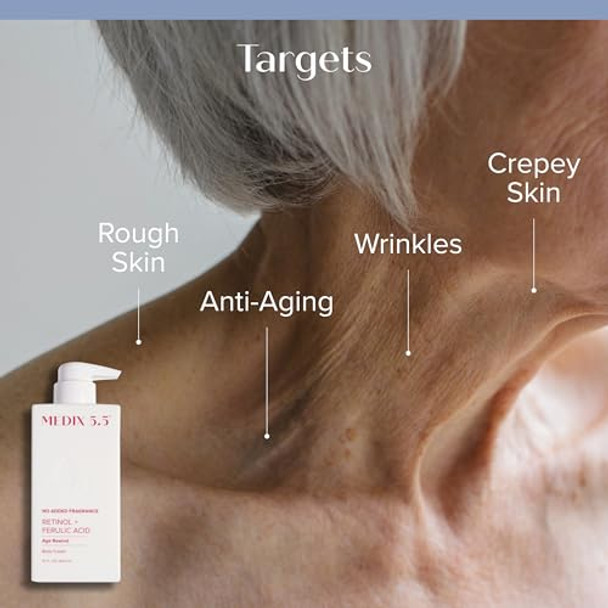 Medix 5.5 Fragrance  Retinol Age Rewind Cream + Glycolic Acid Exfolating Body Wash + 3% Hyaluronic Acid Hydrating Body Serum Set