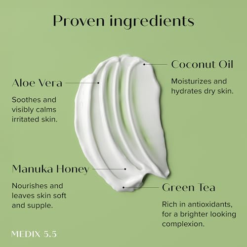 Medix 5.5 Coconut Oil + Manuka Honey Moisturizing Body Cream + Glycolic Acid + Lactic Acid Exfoliating Body Wash Set