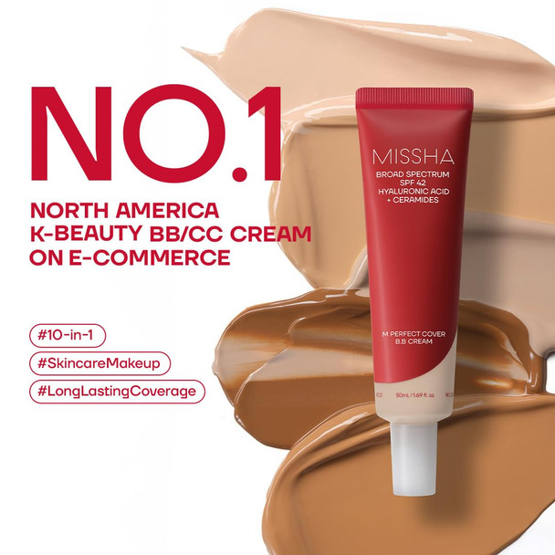 Missha M Perfect Cover Bb Cream No.21 Light Beige Light With Cool Undertone Spf 42 Pa +++ 1.69 Fl Oz Tinted Moisturizer With Spf