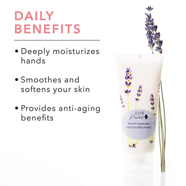100% Pure French Lavender Hand Cream (Hand Buttercream) Dry Skin Hand Lotion Made With Shea Butter Natural Lotion For Dry Hands 2 Fl Oz