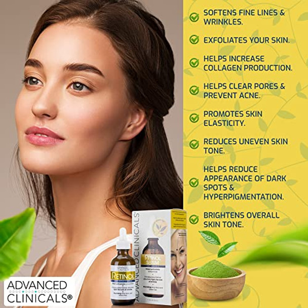 Advanced Clinicals Retinol Antiaging Facial Serum + Vitamin C Brightening Facial Serum + Hyaluronic Acid Hydrating Facial Serum Set