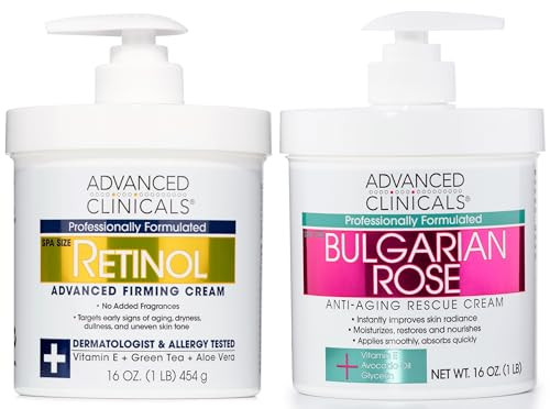 Advanced Clinicals Bulgarian Rose Anti Aging Cream + Retinol Firming Cream Set