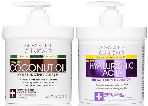Advanced Clinicals Coconut Oil Moisturizing Cream + Hyaluronic Acid Hydrating Cream Set