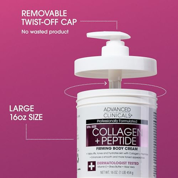 Advanced Clinicals Collagen + Peptide Firming Body Cream + Vitamin C Hydrating Cream Set