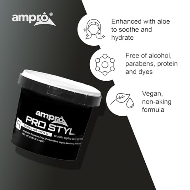 Ampro Pro Styl Styling Gel Protects And Strengthens Your Strands Nonflaking Alcohol Vegan Formula Flexible Touchable Hold For All Hair Textures Regular 80 Oz