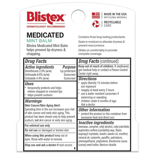 Blistex Medicated Mint Lip Balm 0.15 Oz