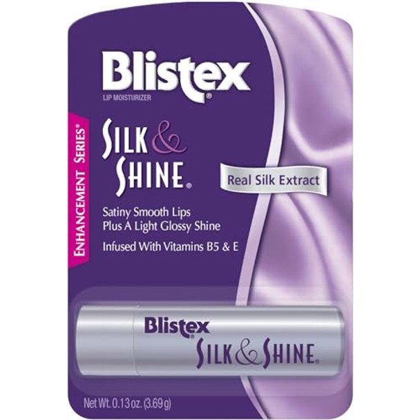 Blistex Silk & Shine Lip Moisturizer – Enhancement Series Real Silk Extract Infused With Vitamins B5 & E 0.13 Oz (3.69 G) (Pack Of 3)