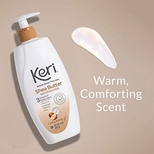 Keri Whole Body Therapy Original Shea Butter Lotion Continuous Moisturization 3 Essential Moisturizers (Vitamin E Aloe And Sunflower Seed Oil) 15 Oz.