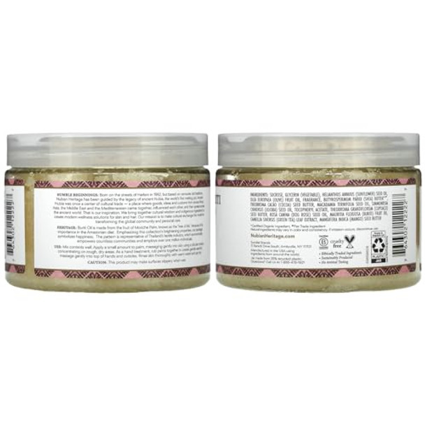 Nubian Heritage Body Scrub Patchouli & Buriti – Toning Uplifting & Exfoliating Skin Polish With Rosehip Seed Oil 12 Oz