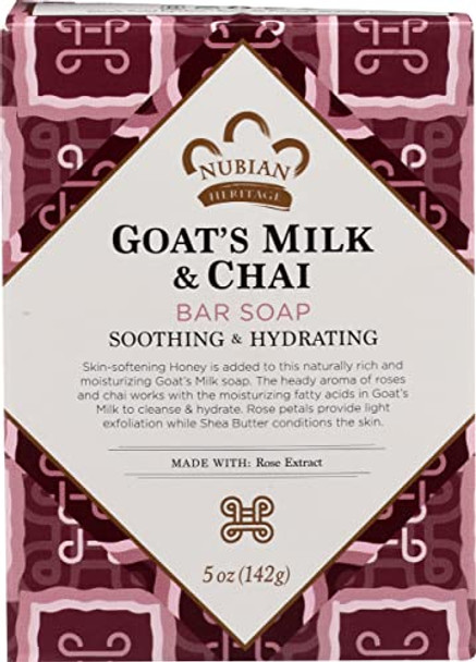 Nubian Heritage Goat'S Milk & Chai Bar Soap Soothing & Hydrating 5 Oz (Pack Of 3)