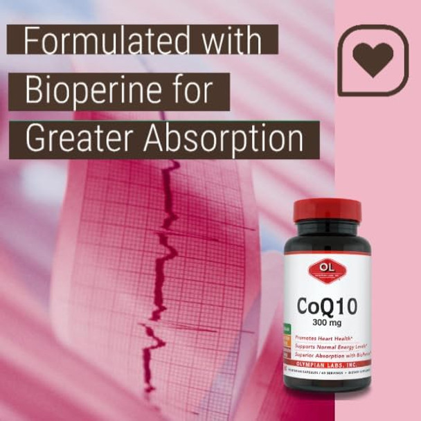 Olympian Labs Coq10 300Mg Vegetarian Capsules Formulated With Bioperine For Greater Absorption. 60 Capsules Supporting Heart Health