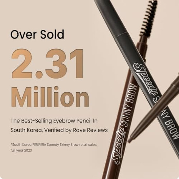 Peripera Speedy Skinny Brow (03 Natural Brown) 1.5Mm Precise Eyebrow Pencil Dualsided Fine Tip Shades Define Fills Brow Make Up K Beauty Korean Makeup