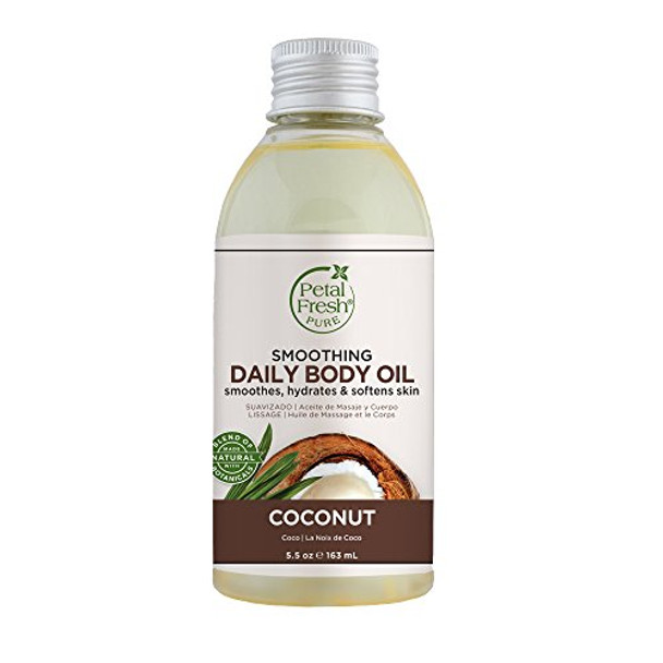 Petal Fresh Pure Smoothing (Coconut) Daily Body Oil Purifies & Tones For Even Skin Detox With Antioxidants 5.5 Oz