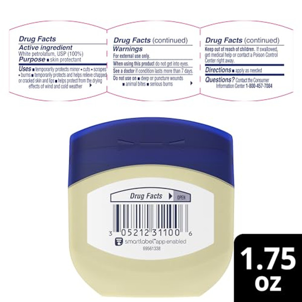 Vaseline Unscented Petroleum Jelly Balm 50Ml Pack Of 2 Hypoallergenic For All Skin Types