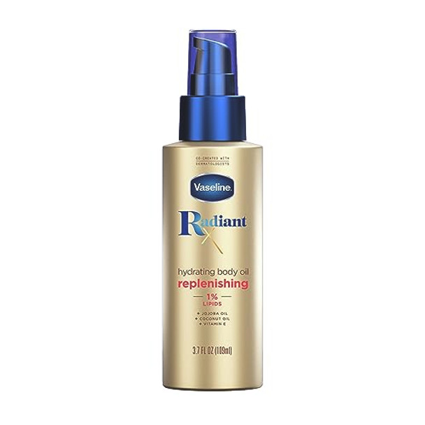 Vaseline Radiant X Replenishing And Hydrating Body Oil With 1% Lipids Jojoba Oil Coconut Oil & Vitamin E 3.7 Oz
