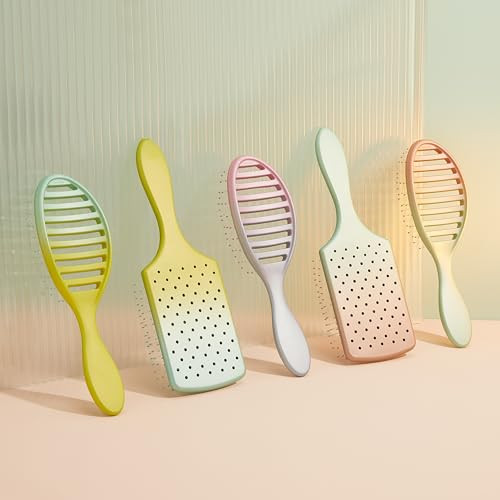 Wet Brush Paddle Detangler Hair Brush Seafoam/Coral (Feel Good Ombre) Ultrasoft Intelliflex Bristles With Aquavent Design – Great For Treatments Pain Brush For Wet Dry Damaged Hair