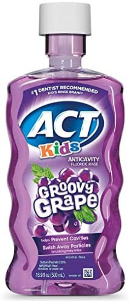 Act Kids Anticavity Fluoride Rinse Groovy Grape 16.9 Fl. Oz. & Bubble Gum Blowout 16.9 Fl. Oz. Bundle