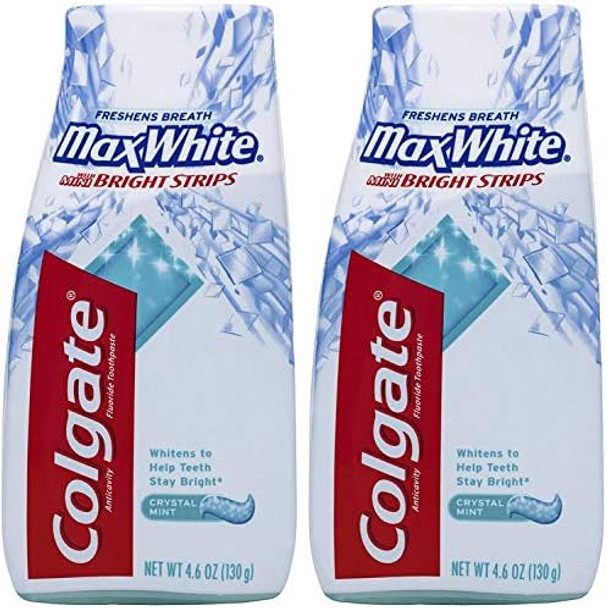 Colgate Max White Toothpaste With Mini Breath Strips Crystal Mint 4.6 Oz 2 Pk