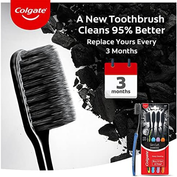 Colgate Slim Soft Charcoal Toothbrush (Buy 2 Get 2 ) 4 Pcs