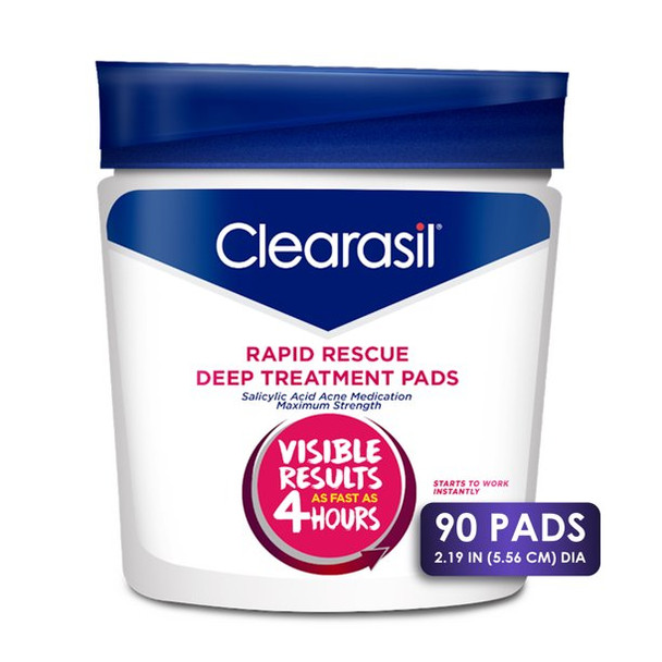 Clearasil Salicylic Acid Rapid Rescue Deep Treatment Acne Pads, 90 count