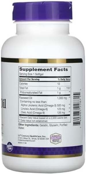 21St Century Flaxseed Oil 1000 Mg Softgels 120Count (22871)