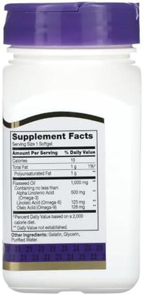 21St Century Flaxseed Oil 1000 Mg Softgels 120Count (22871)
