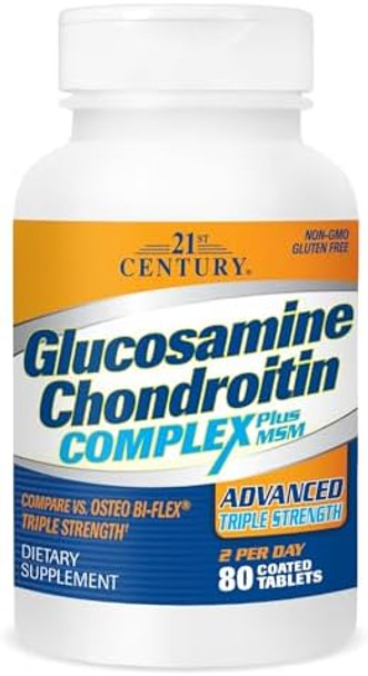21St Century Glucosamine And Chondroitin Advanced 3X Tablets 80 Count