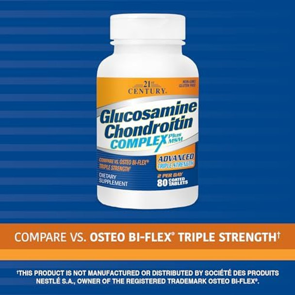 21St Century Glucosamine And Chondroitin Advanced 3X Tablets 80 Count