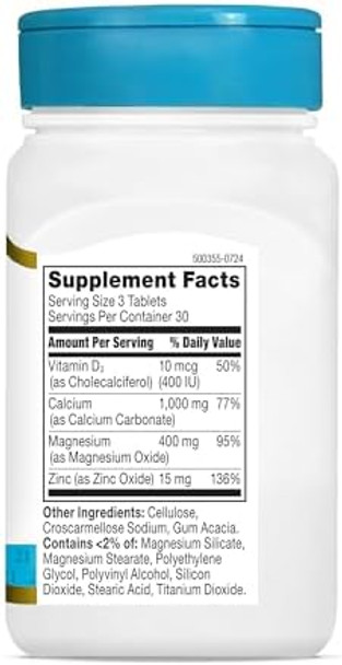 21St Century Cal Mag Zinc +D Tablets 90 Count