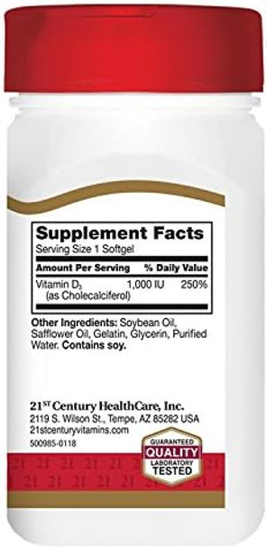 21St Century D3 1000 Iu Softgels 250 Count (27415)