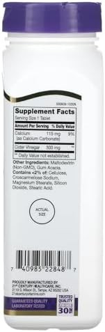 21St Century Apple Cider Vinegar 300 Mg 250 Tablets