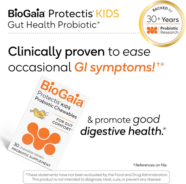 BioGaia Probiotic Chewable Tablets, Box Simple and Easy Way To Promote Digestive and Immune Health 30 Count