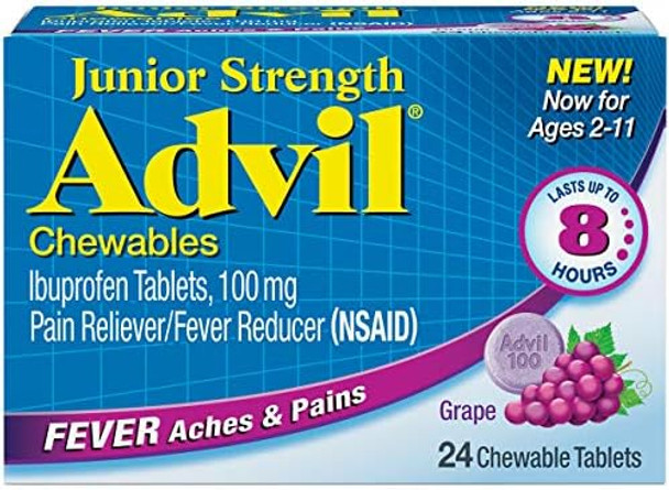 Advil Chewable Tablets Junior Strength 100 Mg Grape 24 Ea
