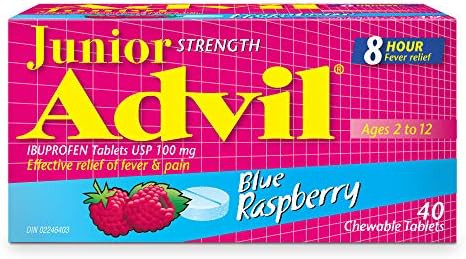 Junior Strength Advil Ibuprofen 100 Mg Tablets Usp Blue Raspberry 40 Chewable Tablets