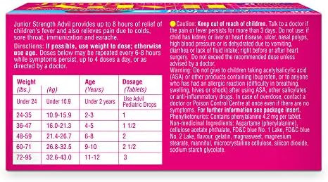 Junior Strength Advil Ibuprofen 100 Mg Tablets Usp Blue Raspberry 40 Chewable Tablets