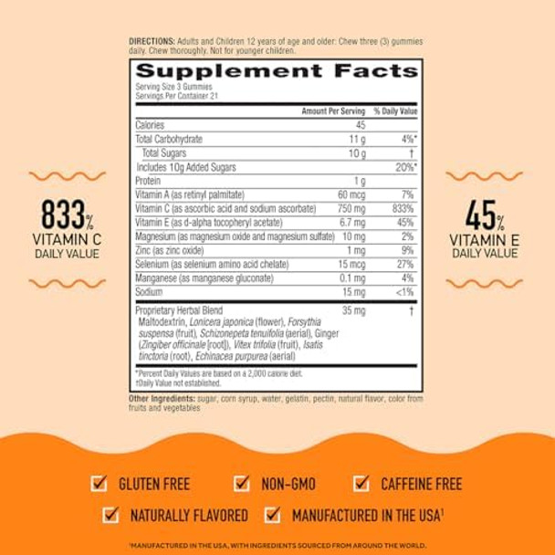 Airborne Assorted Fruit Flavored Gummies 42 Count 750Mg Of Vitamin C And Minerals & Herbs Immune Support (Packaging May Vary) (Pack Of 3)