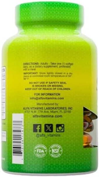 Alfa Vitamins Salmon Oil 100 Softgels Fish Oil Epa Dha Essential Fatty Acids 100 Softgels