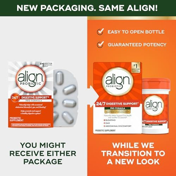 Align Probiotic Pro Formula Probiotics For Women And Men Daily Probiotic Supplement Helps Soothe Occasional Bloating & Gas #1 Doctor Recommended Brand‡ 63 Capsules (Packaging May Vary) Align Probiotic Pro Formula Probiotics For Women And Men Daily Probiotic Supplement Helps Soothe Occasional Bloating & Gas #1 Doctor Recommended Brand‡ 63 Capsules (Packaging May Vary)