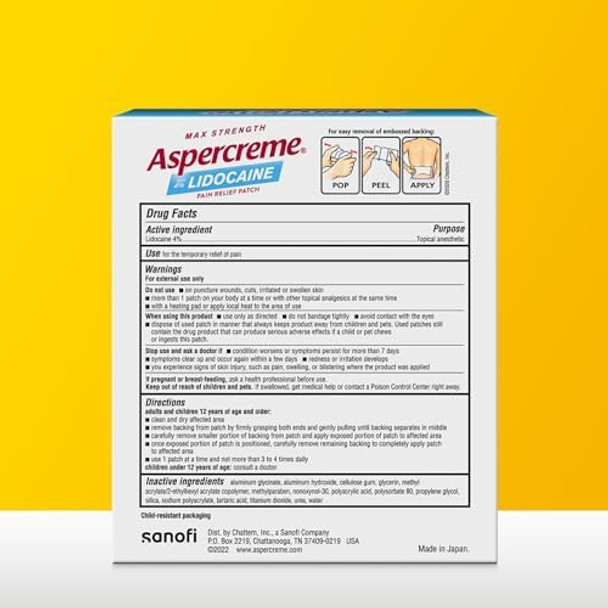 Aspercreme Max Strength Lidocaine Pain Relief Patch (5 Count) For Back Pain Odor Pain Patches Aspercreme Max Strength Lidocaine Pain Relief Patch (5 Count) For Back Pain Odor Pain Patches