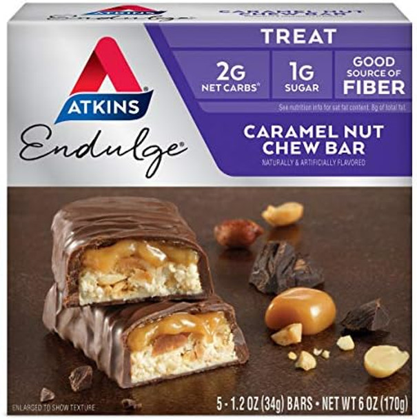 Atkins Endulge Peanut Butter Cups Dessert Favorite Low Carb 0G Sugar 20 Count & Endulge Caramel Nut Chew Bar Dessert Favorite 1G Sugar Good Source Of Fiber 5 Count