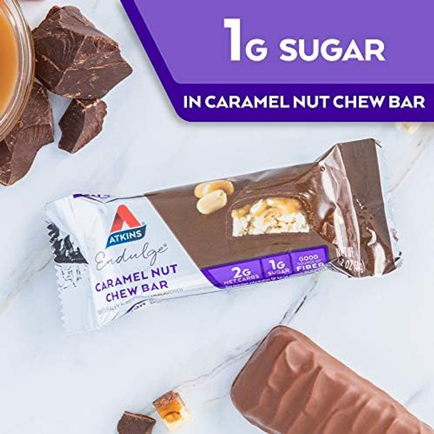 Atkins Endulge Caramel Nut Chew Bar Dessert Favorite 1G Sugar Good Source Of Fiber Low Sugar 10 Count & Endulge Chocolate Coconut Bar Dessert Favorite High In Fiber 1G Sugar 16 Count