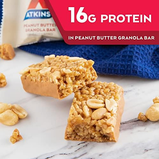 Atkins Peanut Butter Granola Protein Meal Bar High Fiber 16G Protein 1G Sugar 4G Net Carb & Milk Chocolate Delight Protein Shake 15G Protein Low Glycemic 2G Net Carb 1G Sugar