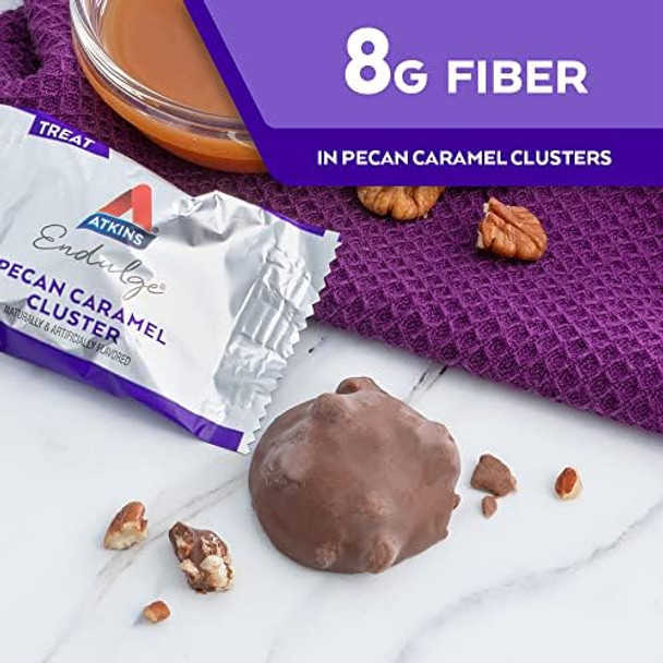 Atkins Pecan Caramel Clusters 60 Count Caramel Chocolate Nut Roll Snack Bar 16 Count