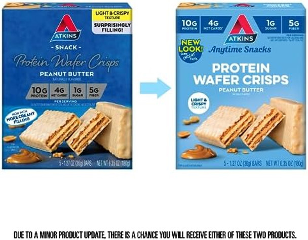 Atkins Café Caramel Protein Shake 15G Protein 3G Net Carb 1G Sugar + Atkins Peanut Butter Protein Wafer Crisps 10G Protein 4G Net Carb 1G Sugar 5 Count