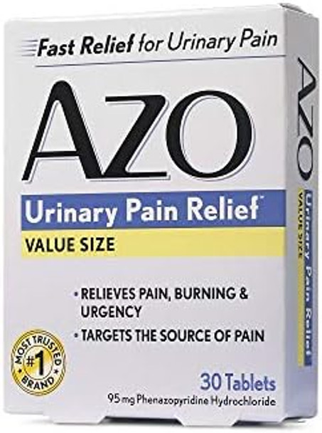 Azo Urinary Pain Relief Dietary Supplement Contains 95 Mg Phenazopyridine Hydrochloride The #1 Ingredient Prescribed By Doctors Pharmacists Specifically For Urinary Discomfort† 30 Count