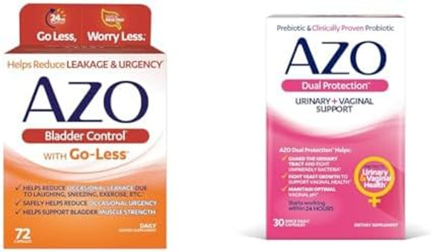 Azo Bladder Control With Goless Daily Supplement Helps Reduce Occasional Urgency & Dual Protection Urinary + Vaginal Support Prebiotic Plus Clinically Proven Women'S Probiotic
