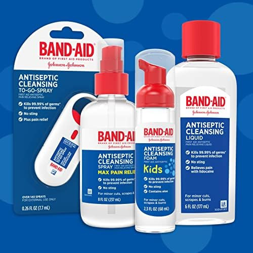 Bandaid Brand Antiseptic Cleansing Spray First Aid Antiseptic Spray Relieves Pain & Kill Germs With Benzalkonium Cl Wound Antiseptic & Pramoxine Hcl Topical Analgesic 2 X 8 Fl. Oz