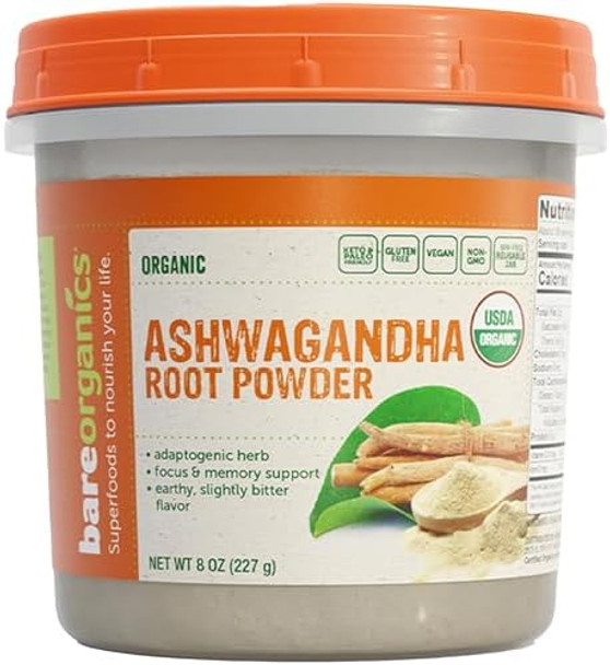 Bareorganics Ashwagandha Root Powder 8 Oz